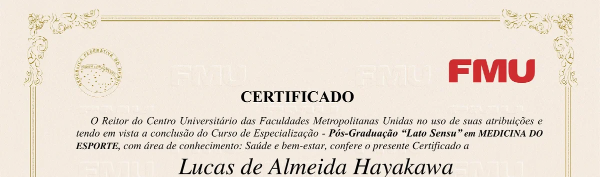 Certificado — Pós-graduação Lato Sensu em Medicina do Esporte, FMU